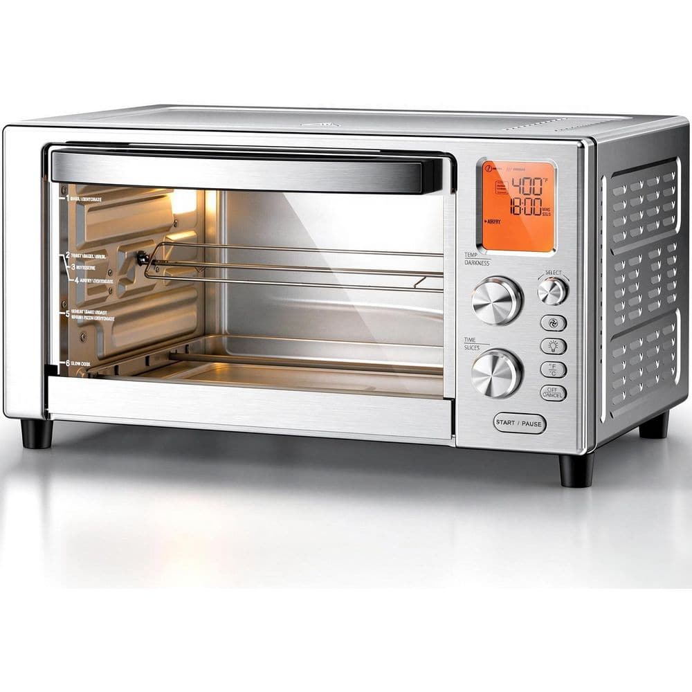 Electactic 23.25 qt. Portable Glass Air Fryer with 12-in-1 Functions, 120°F -450°F in Stainless Steel