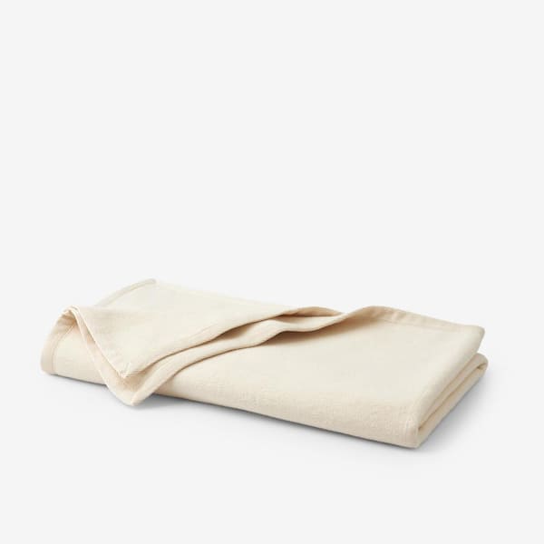 The Company Store Cotton Fleece Ivory Cotton Throw Blanket