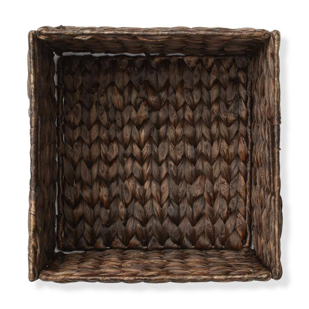 Espresso Water Hyacinth Woven Storage Baskets, 10.5" x 10.5", Set of 2