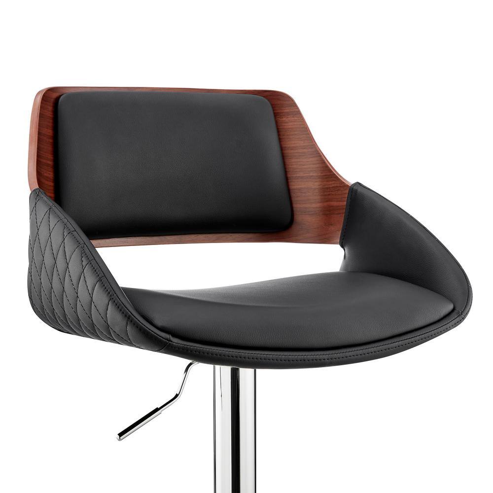 Colby Adjustable Black Faux Leather and Chrome Finish Swivel Bar Stool
