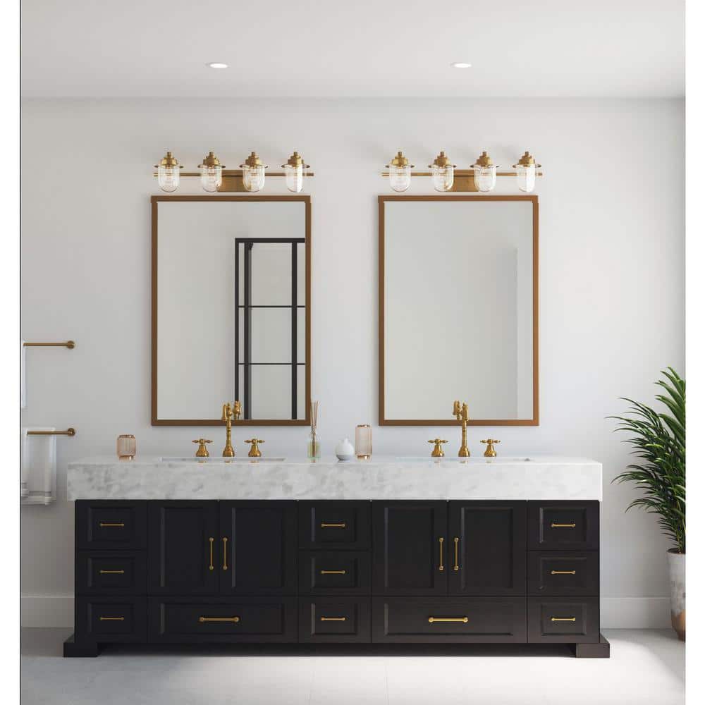 Northlake Collection 32.5 in. 4-Light Vintage Brass Clear Glass Transitional Vanity Light price history on PriceWatchPro