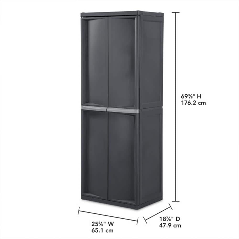 Gray Lockable Plastic Storage Cabinet with Adjustable Shelves