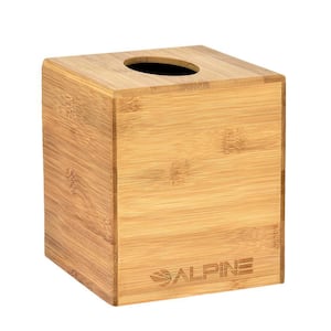 Square Cube Wood Tissue Box Cover Holder in Bamboo (2-Pack)