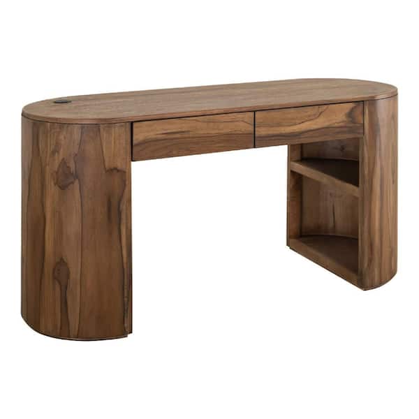 Eray 23.25 in W Almond Brown and Barrel Brown Office Desk with 2 Drawers