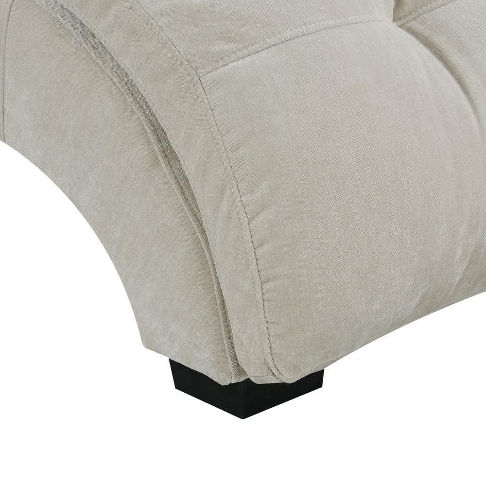 Beige Microfiber Square Tufted Chaise Lounge