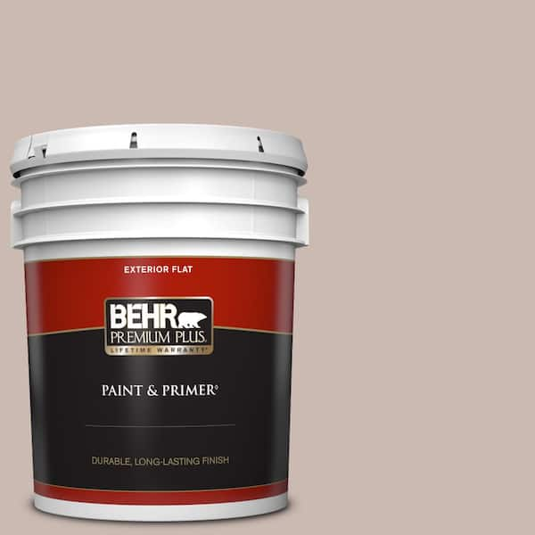 BEHR PREMIUM PLUS 5 gal. #N170-3 Gray Ashlar Flat Exterior Paint & Primer