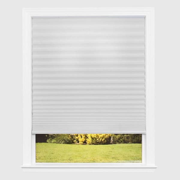 Redi Shade Easy Lift Cut-to-Size White Cordless Light Filtering Fabric Pleated Shade 36 in. W x 64 in. L