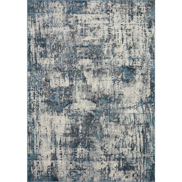 LOLOI II Austen Natural/Ocean 6 ft. 7 in. x 9 ft. 2 in. Modern Abstract Area Rug