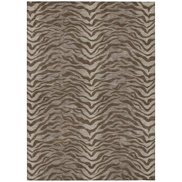 Chantille Machine Washable Indoor/Outdoor Abstract ACN2925 Chocolate 10 ft. x 14 ft. Area Rug