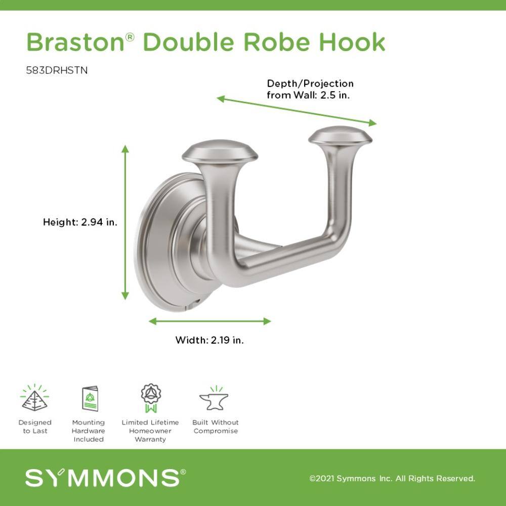 Satin Nickel Wall Mounted Double Robe and Towel Hook