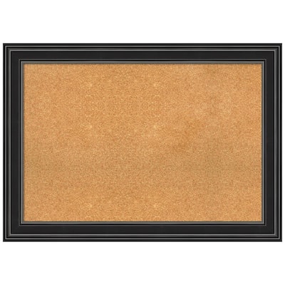 Ridge Black 41.50 in. x 29.50 in. Framed Corkboard Memo Board