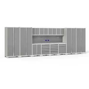 Pro Series 14-Piece 18-Gauge Stainless Steel Garage Storage System in Platinum (256 in. W x 85 in. H x 24 in. D)
