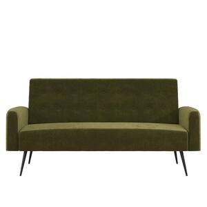 Stevie Convertible Sofa Bed Futon in Green Velvet