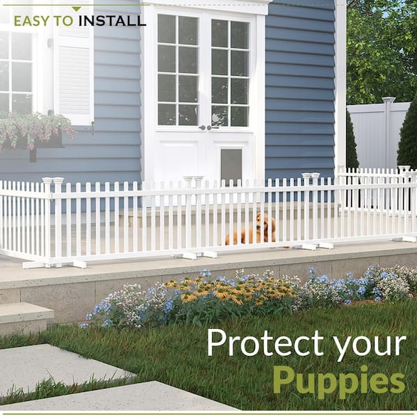 Zippity Outdoor Products Portable Puppy 2 ft. x 4 ft. White Vinyl Fence Panel Kit (2 Pack)