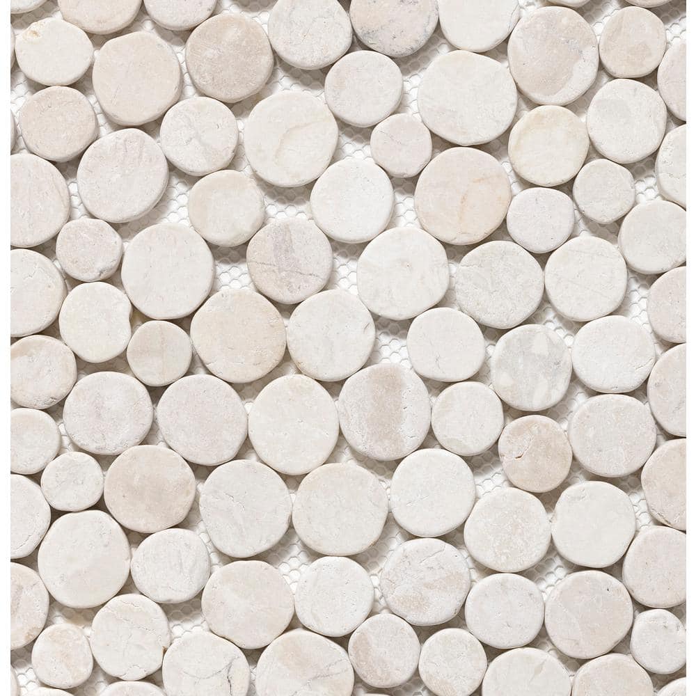 Stone Penny Rounds Off-White 4 in. x 6 in. Honed Marble Mesh-Mounted Mosaic Tile Sample (0.67 sq. ft./Each) price history on PriceWatchPro