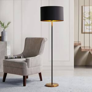 Hunts 59 in. Gold/Black Standard Floor Lamp