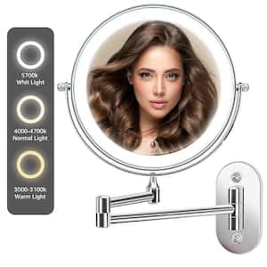 8 in. W x 8 in. H Lighted Magnifying Wall Makeup Mirror Rechargeable Makeup Mirror in Chrome 1 Pack