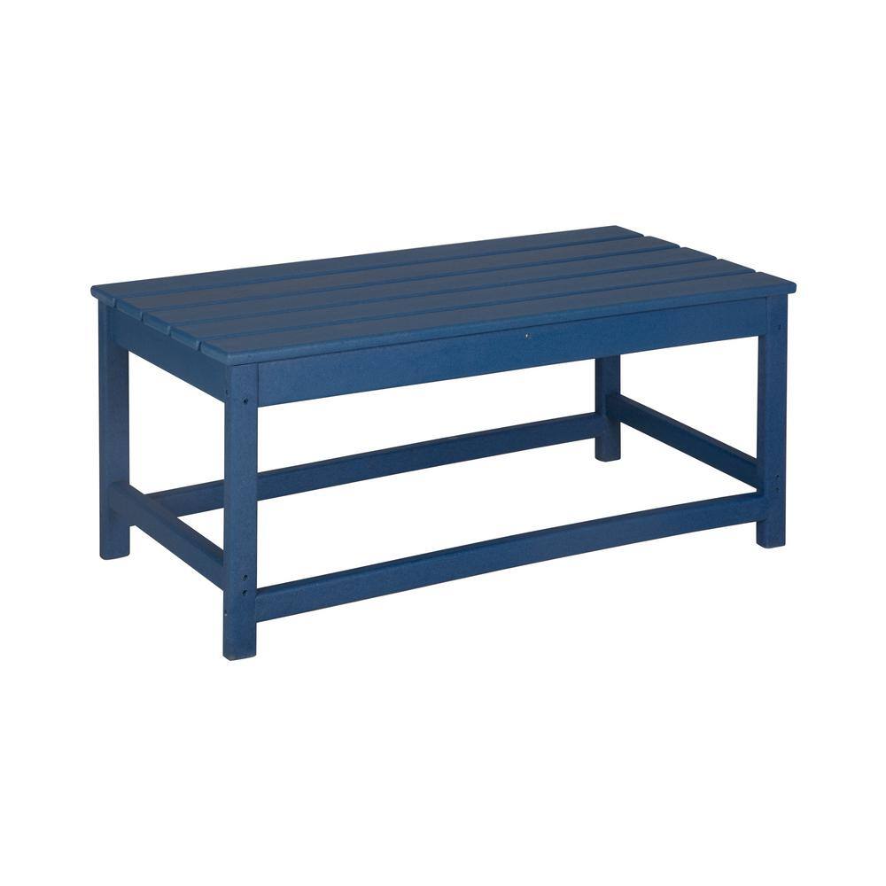 Navy Blue HDPE Plastic 7-Piece Adirondack Chair and Table Set