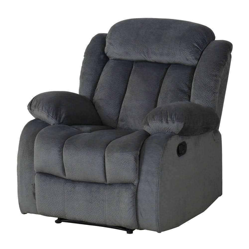 Andmakers Madison Charcoal Gray With Blue Reclining Chair Bh-ln550-108 