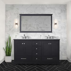 Dukes 60 in. W x 22 in. D Espresso Double Bath Vanity, Carrara Marble Top, and 58 in. Mirror