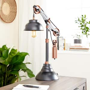 24 in. Black Metal Pulley Task and Reading Desk Lamp