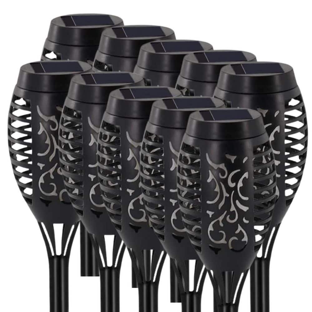 1-Pack Black ABS Solar Flickering Flame Torch Lights Outdoor Waterproof Garden Decor price history on PriceWatchPro