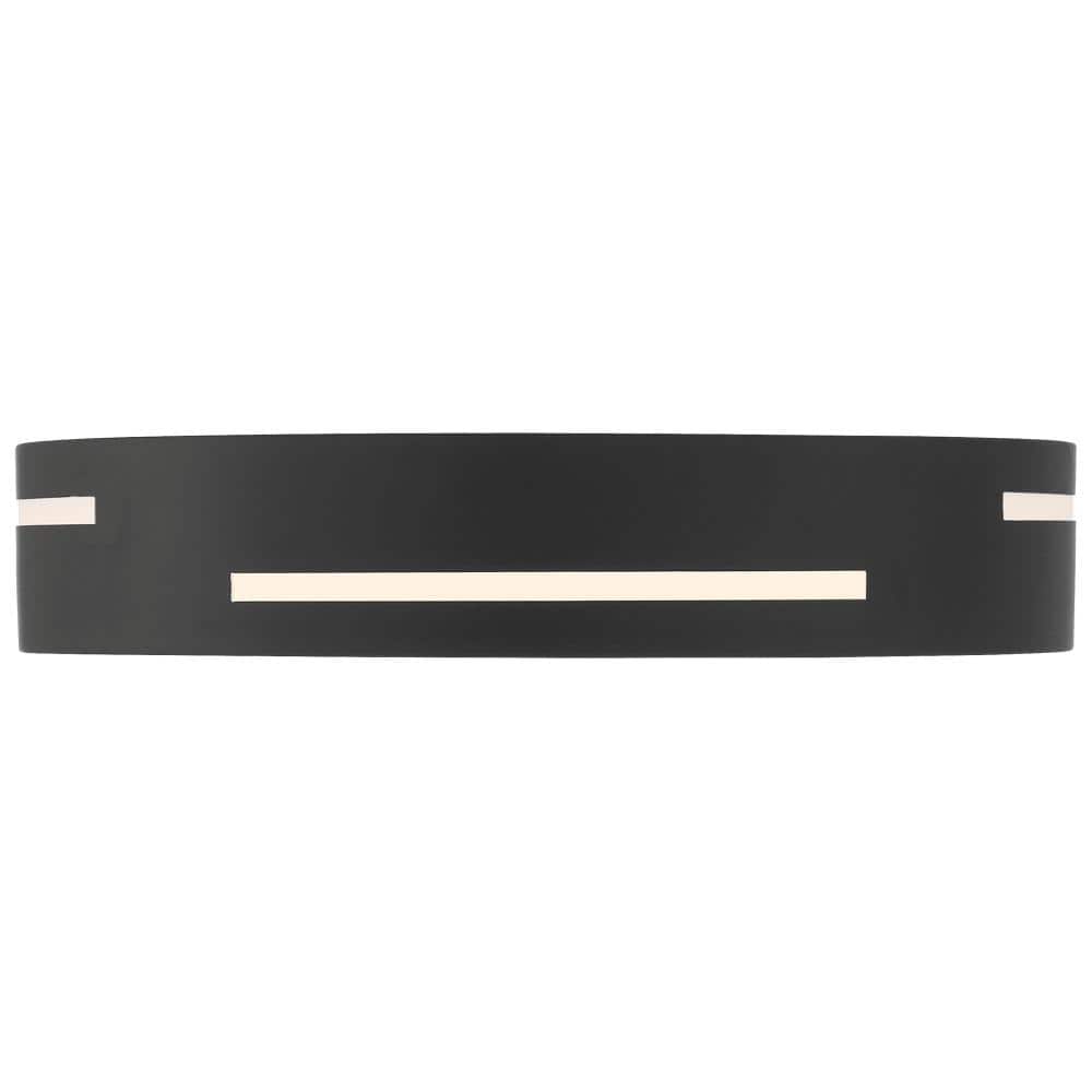 Matte Black Glass LED Drum Flush Mount Light