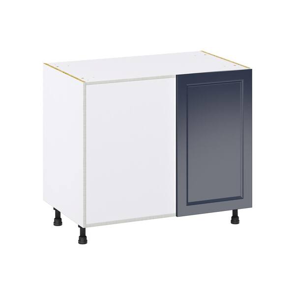 J COLLECTION Devon Painted Blue Recessed Assembled PullOut Left Spice Rack Kitchen Cabinet (12 in. W x 34.5 in. H x 24 in. D)