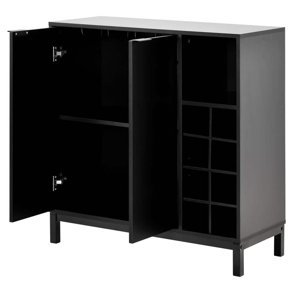 33.86 in. W x 14.17 in. D x 34.65 in. H Bathroom Black Linen Cabinet