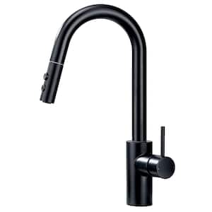 Single-Handle Pull-Down Sprayer Kitchen Faucet with 2-Function Sprayhead in Matte Black