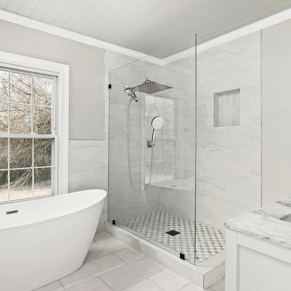 Rain Full 5-Spray Patterns 10 in. Wall Mount Dual Shower Heads and Handheld Shower Head 1.8 GPM in Brushed Nickel