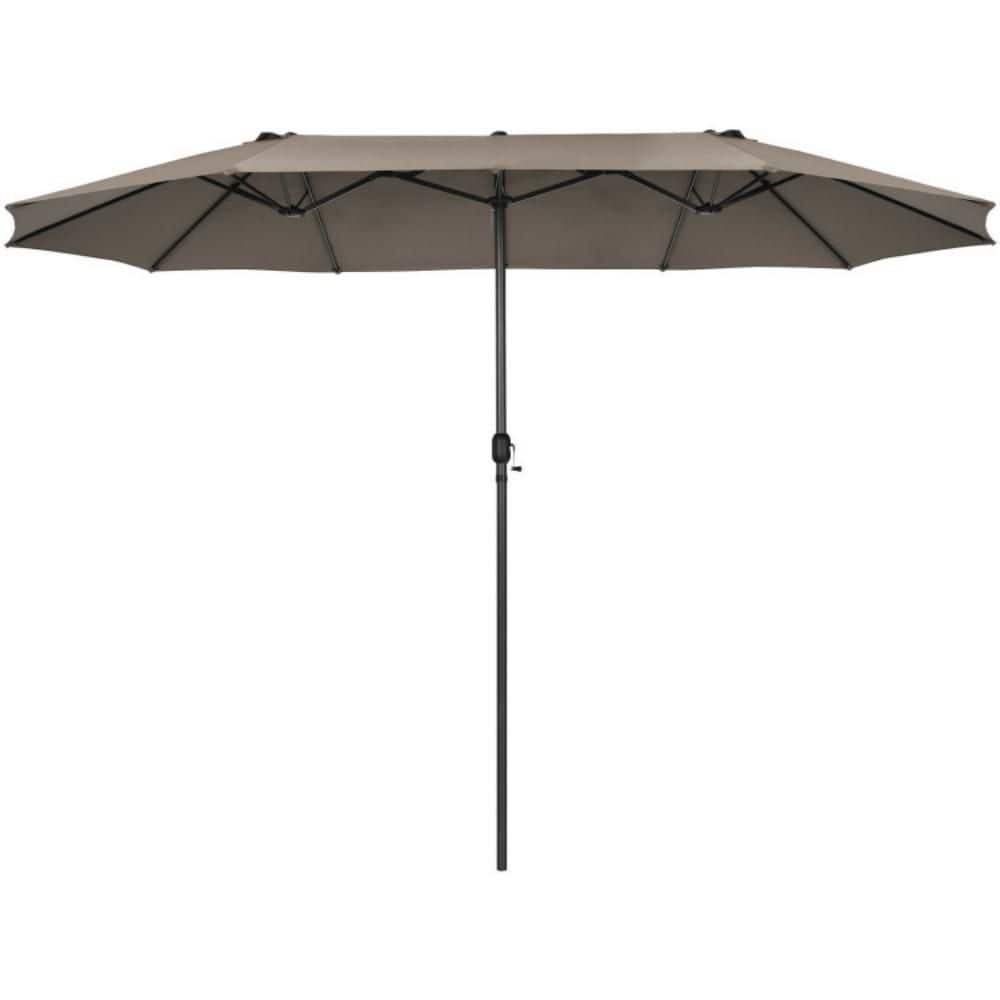 15 ft. Iron Market Double-Sided Twin Patio Umbrella with Hand-Crank System in Brown price history on PriceWatchPro