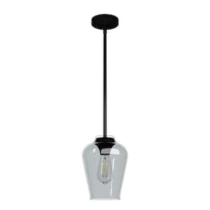 Vidria 1 Light Matte Black Mini Pendant Light with Smoked Glass Shade Kitchen Light