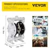 VEVOR Air-Operated Double Diaphragm Pump, 1/2 in Inlet & Outlet,  Polypropylene Body, 13.2 GPM & Max 120PSI, PTFE Diaphragm Pneumatic  Transfer Pump for Petroleum, Diesel, Oil & Low Viscosity Fluids