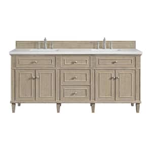 Lorelai 72.0 in. W x 23.5 in. D x 34.06 in. H Bathroom Vanity in Whitewashed Oak with Arctic Fall Solid Surface Top