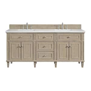 Lorelai 72.0 in. W x 23.5 in. D x 34.06 in. H Double Sink Vanity in Whitewashed Oak with Arctic Fall Solid Surface Top