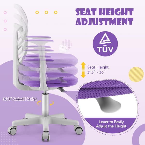 Costway Purple Mesh Fabric Auto Lock Kids Chair with