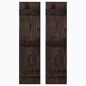 14 in. x 48 in. Board and Batten Traditional Shutters Pair Slate Black