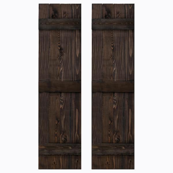 Dogberry Collections 14 in. x 48 in. Board and Batten Traditional Shutters Pair Slate Black