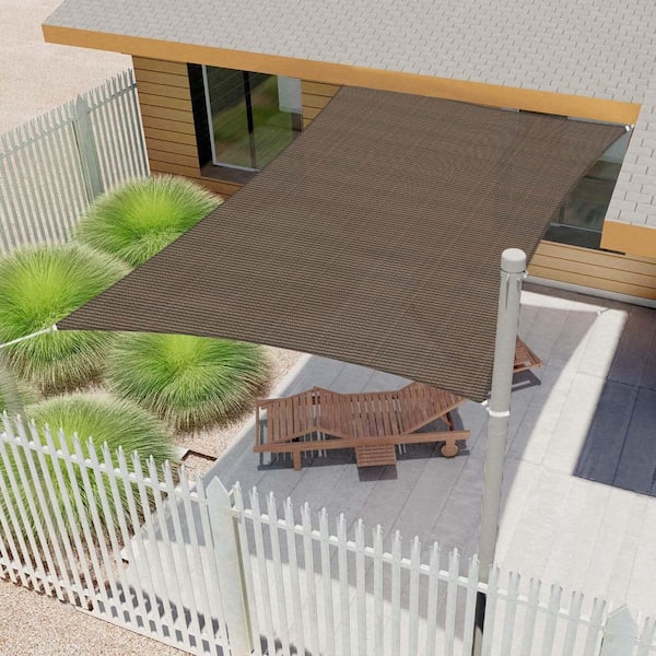 12 ft. x 14 ft. HDPE Sun Shade Sail Rectangle Canopy Shades for Outdoor Patio Pergola, Blockage 95% UV Resistant, Brown
