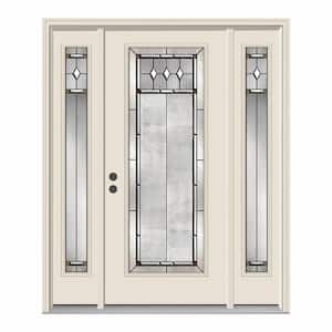 66 in. x 80 in. Full Lite Mission Prairie Primed Steel Prehung Right-Hand Inswing Front Door with Sidelites