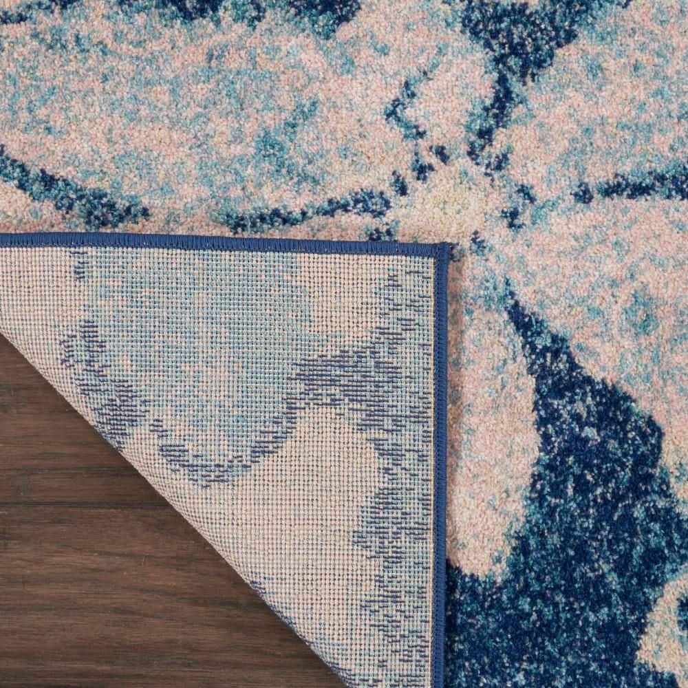 Navy & Pink Floral Viscose 2' x 4' Easy-Care Area Rug