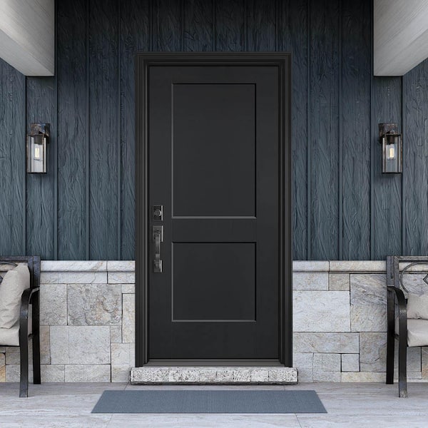 Performance Door System 36 in. x 80 in. Logan Right-Hand Inswing Black Smooth Fiberglass Prehung Front Door