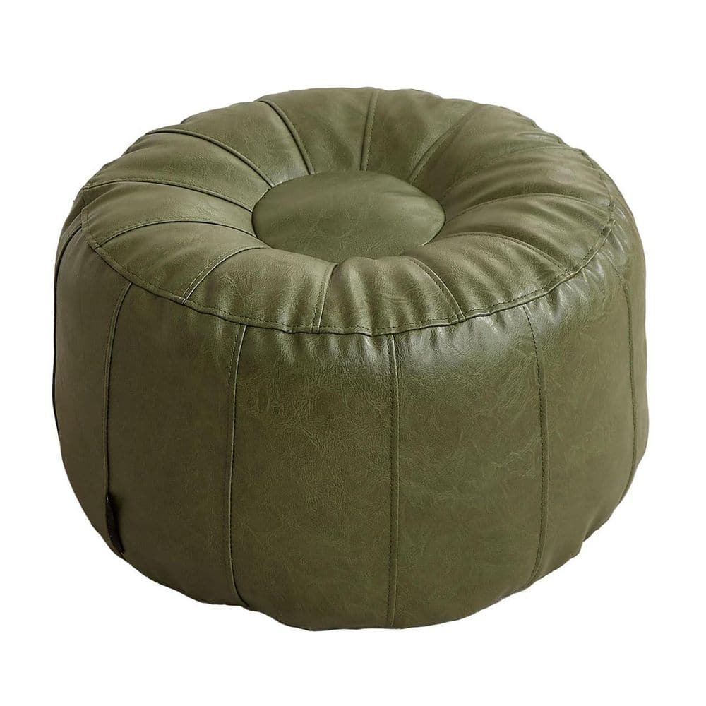 Waterproof Faux Leather Green Ottoman Cover Moroccan Style