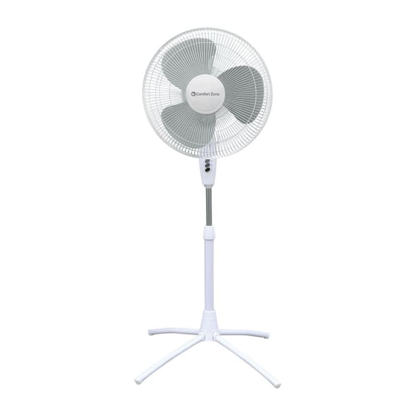 Comfort Zone 18 In White Oscillating Pedestal Fan With Adjustable Height Czst185wt The Home Depot