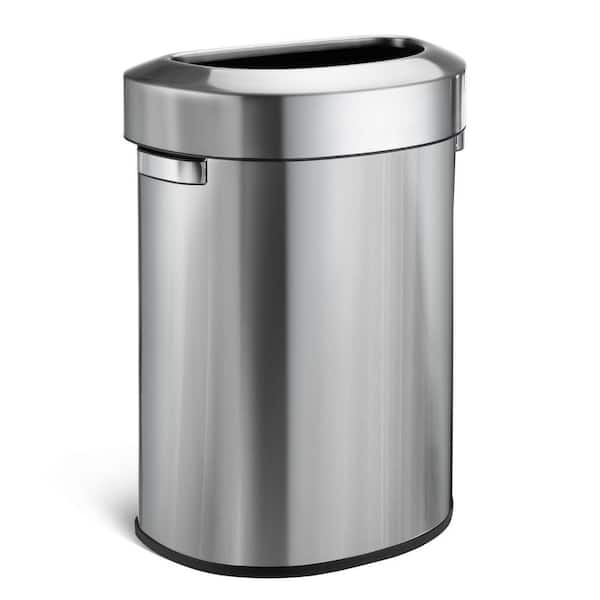 18 Gal. Semi-Round Stainless Steel Commercial Trash Can with Removable Open Top Lid, Silver