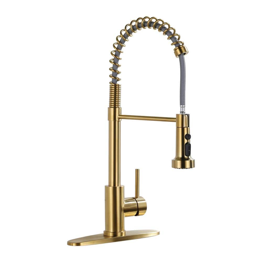 Gold Stainless Steel Pull Down Kitchen Faucet with Spray