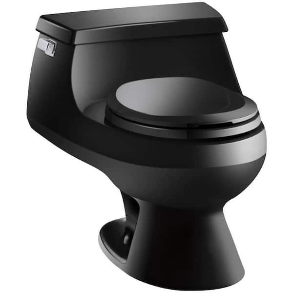 KOHLER Rialto 1-piece 1.6 GPF Single Flush Round Toilet in Black Black
