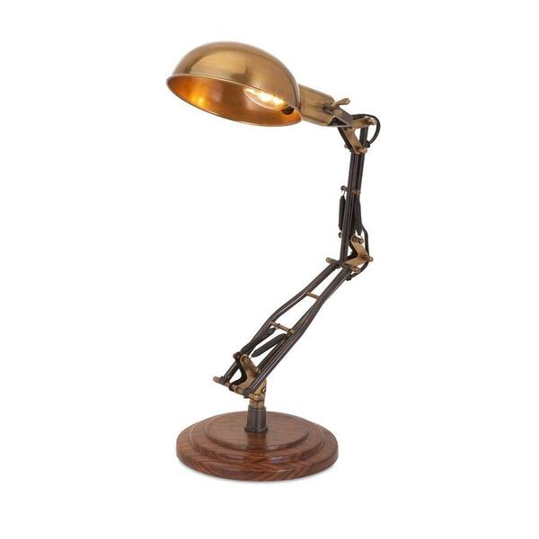 Filament Design 16 in. Brass Table Lamp with Bowl Metal Shade