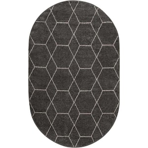 Trellis Frieze Geometric Dark Gray 5 ft. x 8 ft. Area Rug